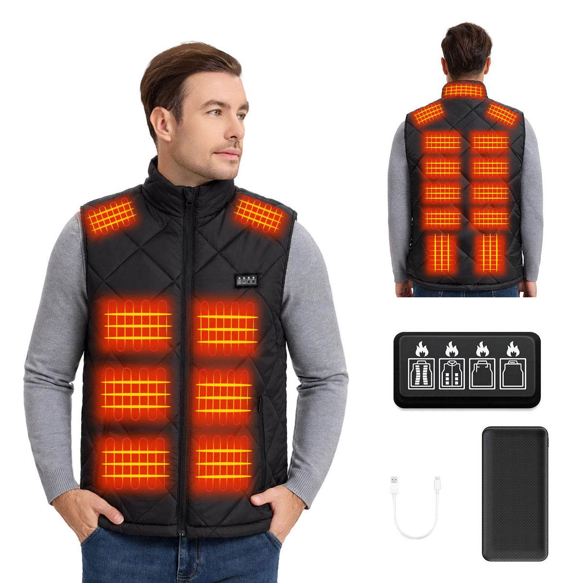 Heated Gilet for Men, Heated Jacket 21 Zones with 20000mAh Power Bank
